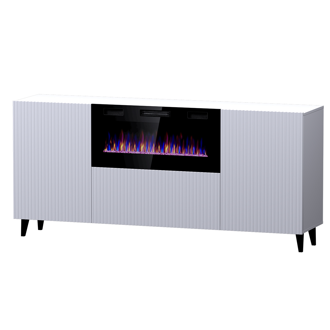 Storage cabinet PAFOS 180 with electric fireplace white