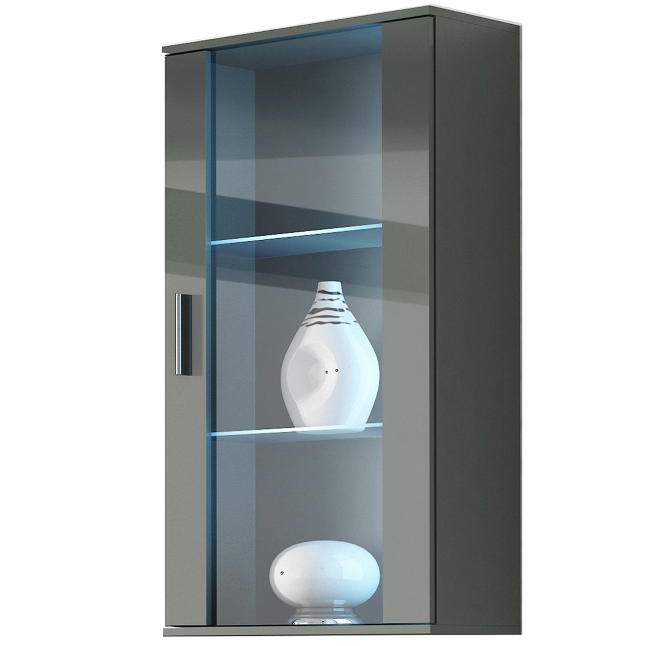 Wall display cabinet SOHO SH2H grey / grey gloss