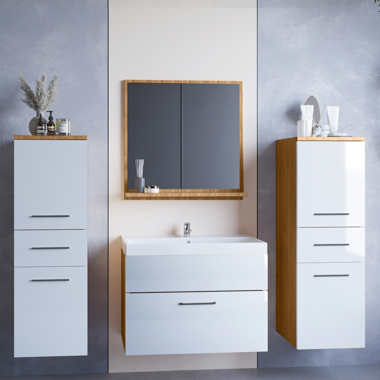 Bathroom Furniture LUPO MINI artisan oak / white gloss