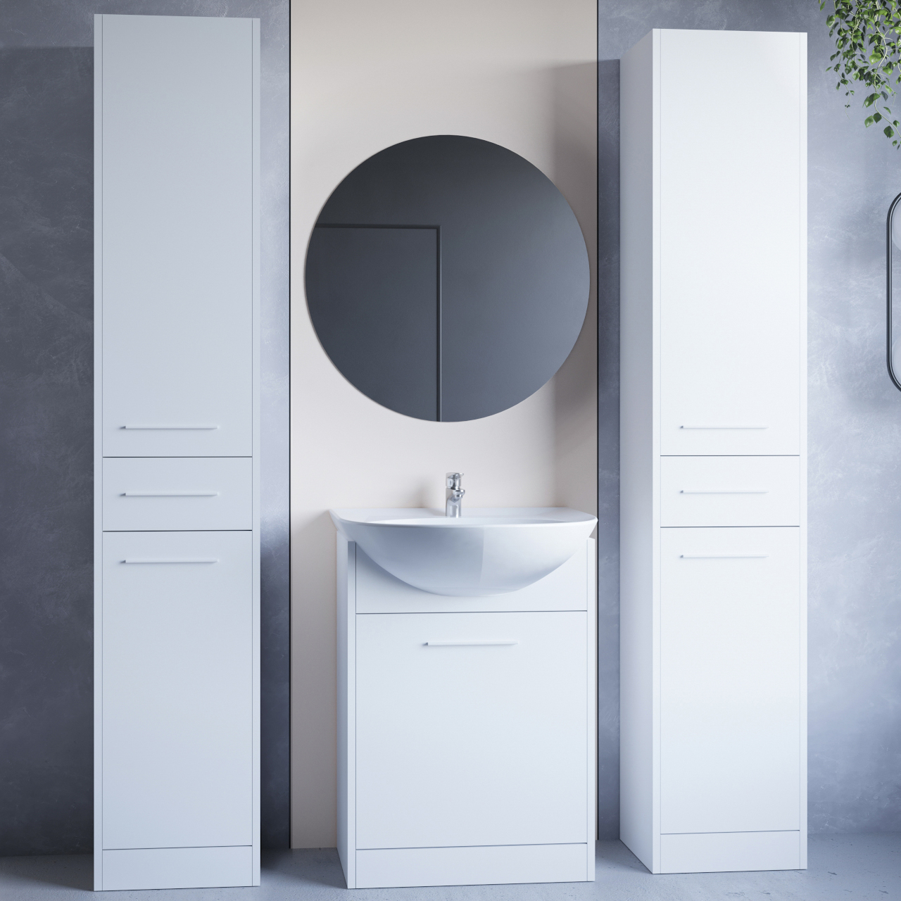 Bathroom Furniture with Mirror SLIDO MAX white laminate