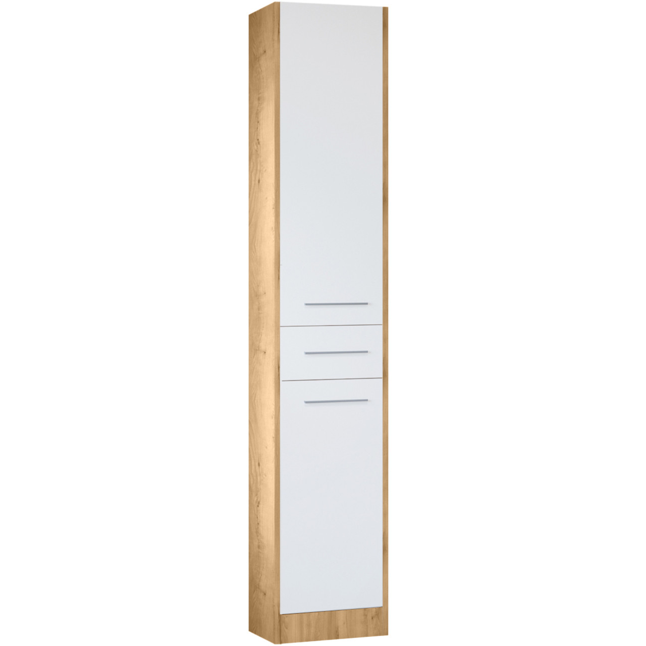 Tall bathroom cabinet SLIM SL1 artisan oak / white