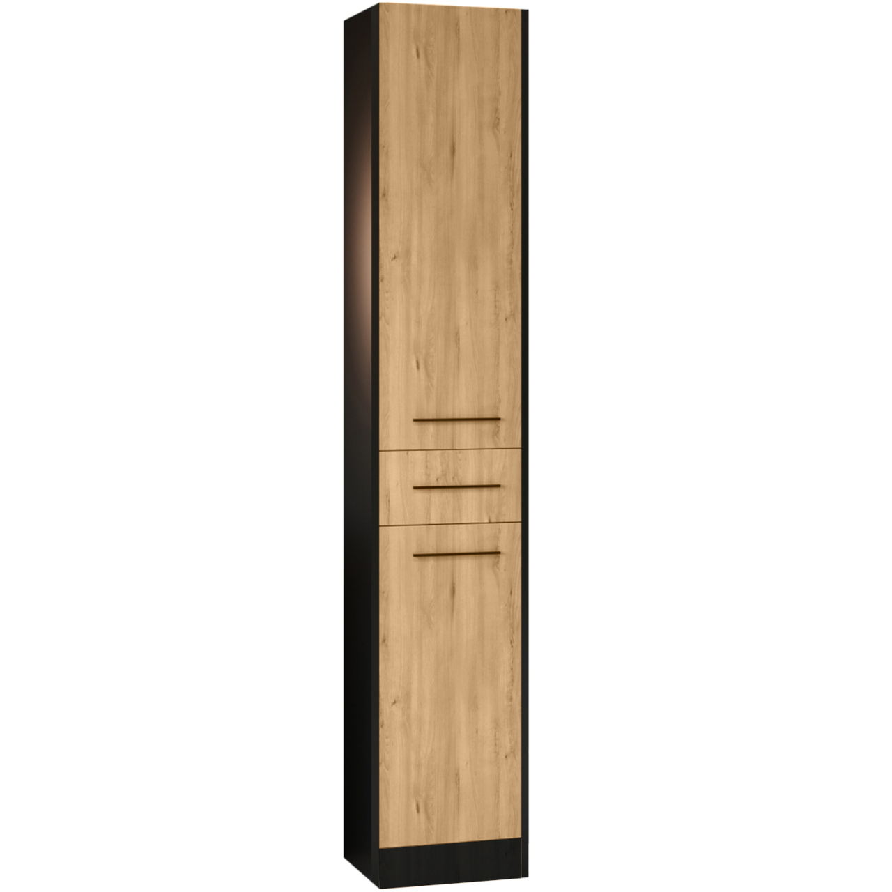 Tall bathroom cabinet SLIM SL1 black / oak artisan