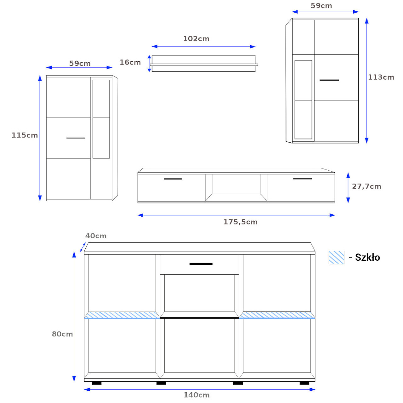Entertainment unit with storage cabinet SALSA SLATS white / black