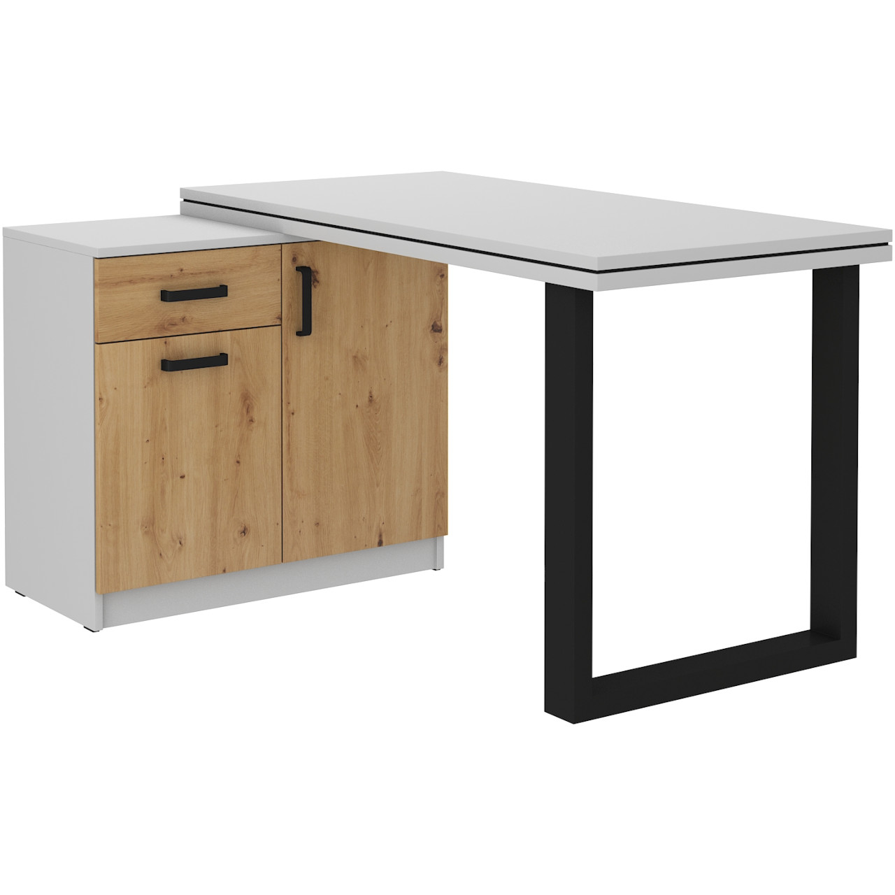 Desk with chest of drawers MALTIS MT16 light grey / artisan oak