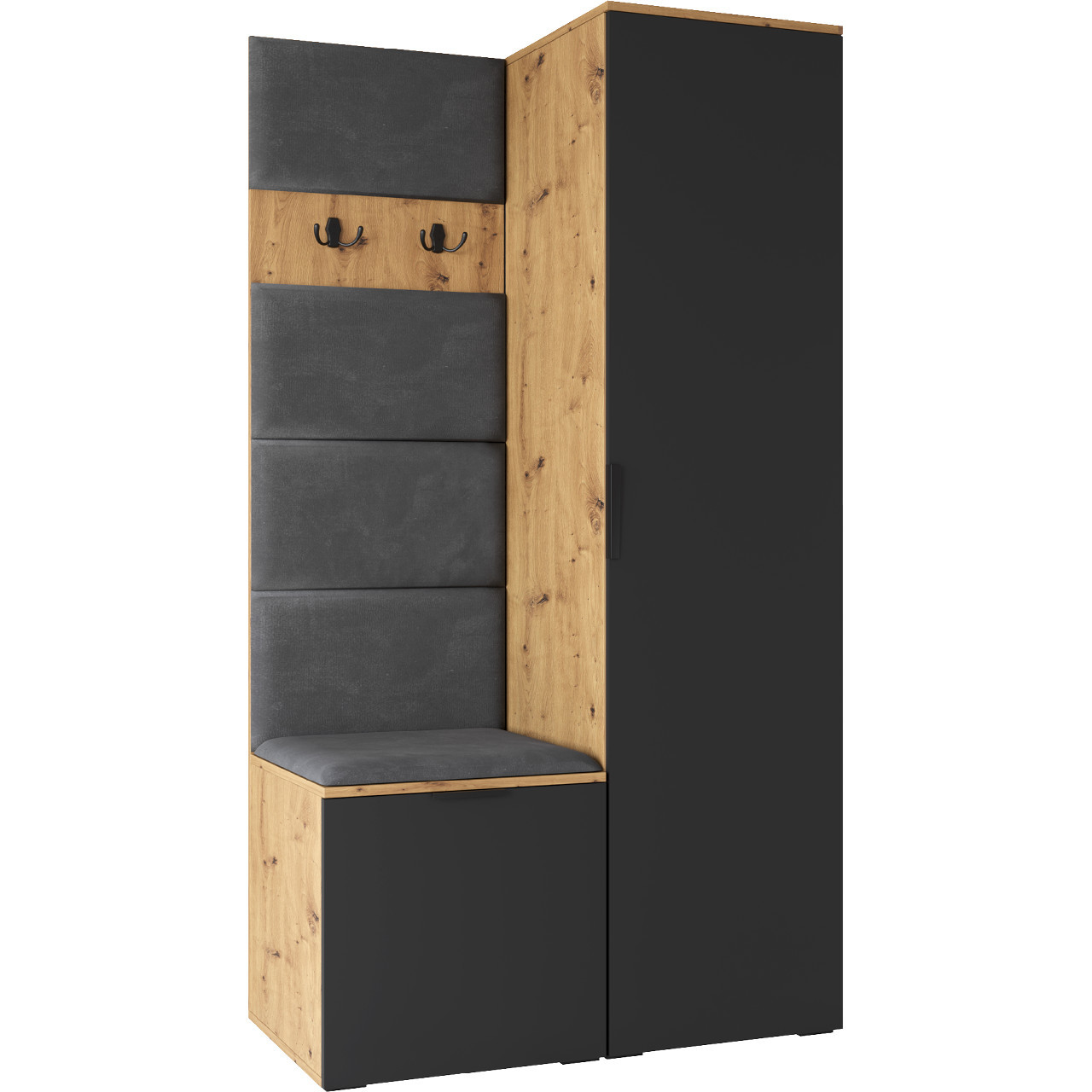 NELLI wardrobe artisan oak / black