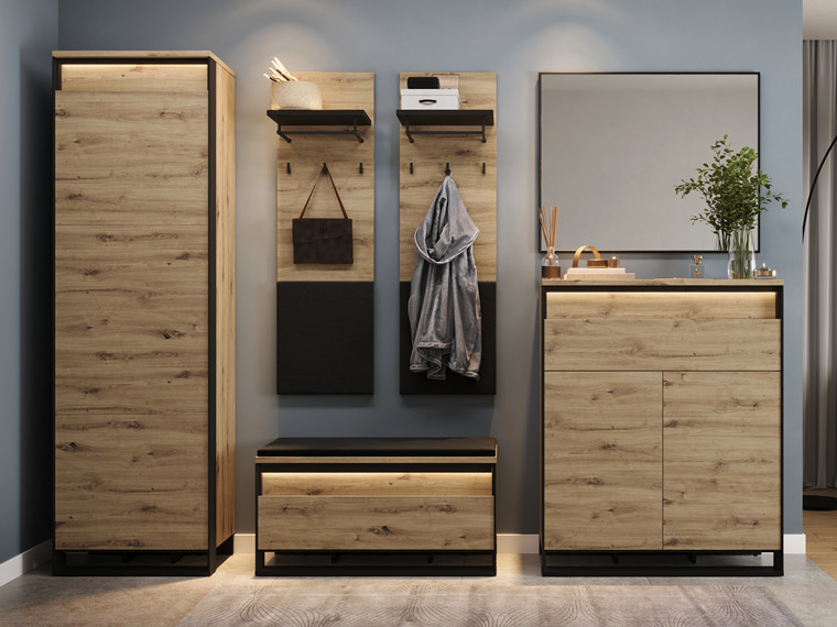 Quant 3 wardrobe, oak artisan black