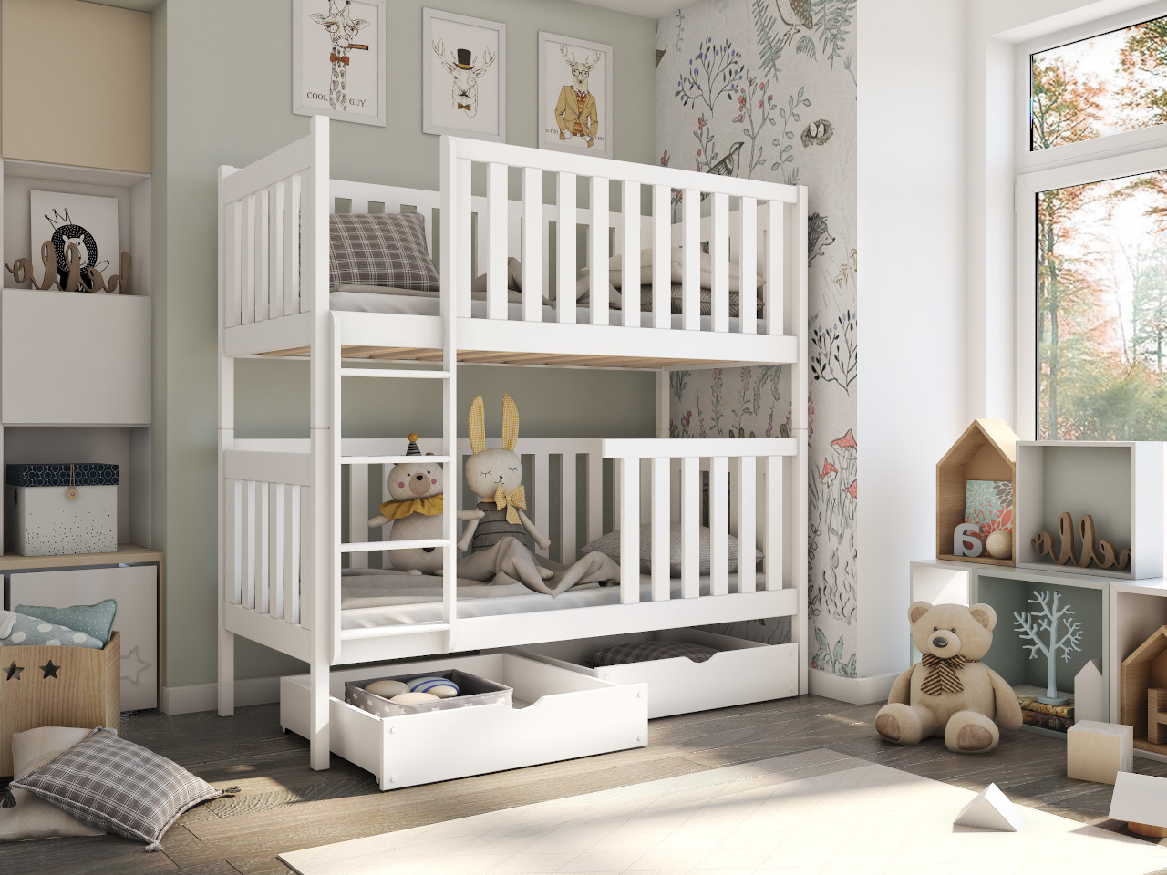 ALVA white bunk bed