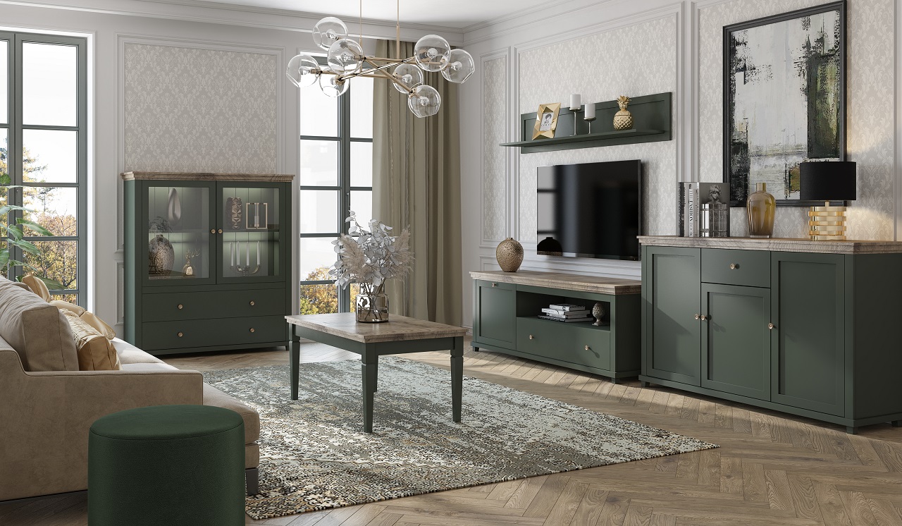 TEVORA 1 green/lefkas oak living room furniture