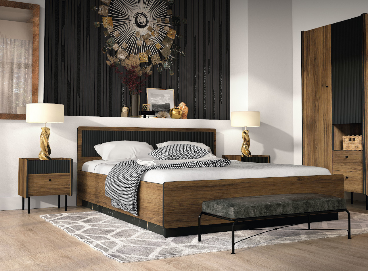 PRESTI 2 bedroom warmia walnut / black