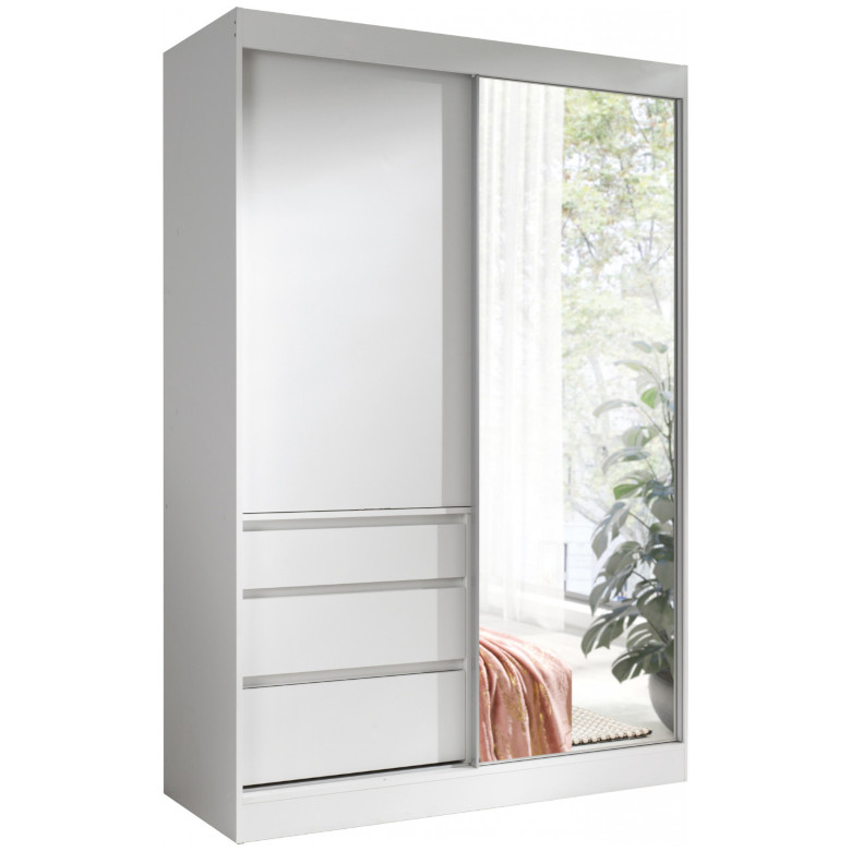 Turks 140 sliding wardrobe with drawers, white