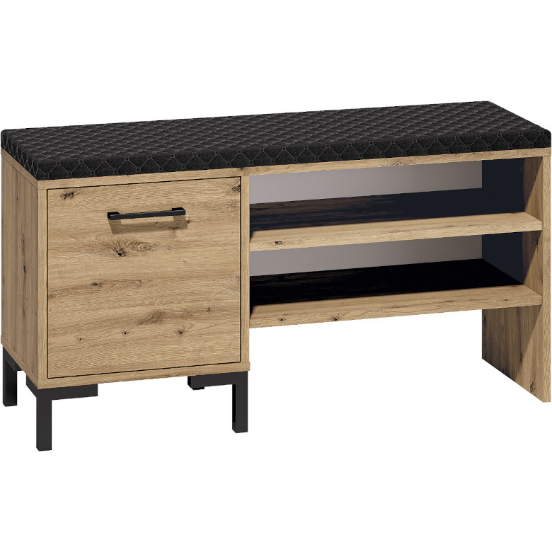 mevia 05 oak artisan shoe cabinet with seat