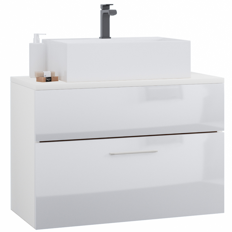 Lupo LP7 Artisan white gloss countertop washbasin cabinet with top