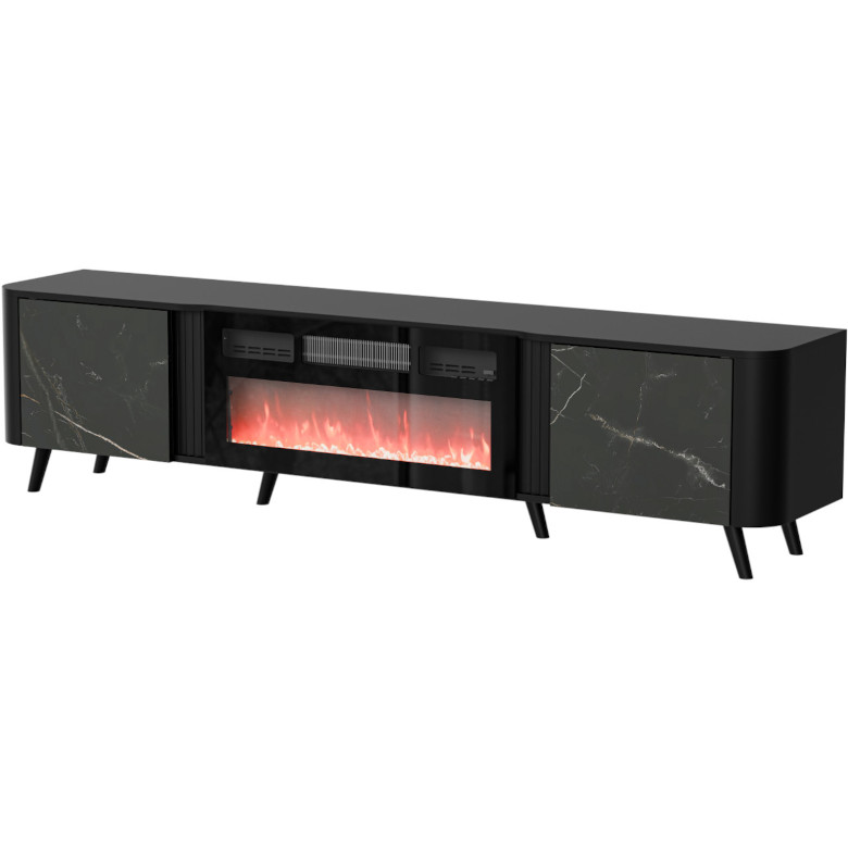 TV cabinet with fireplace Cantare 01 black San Sebastian