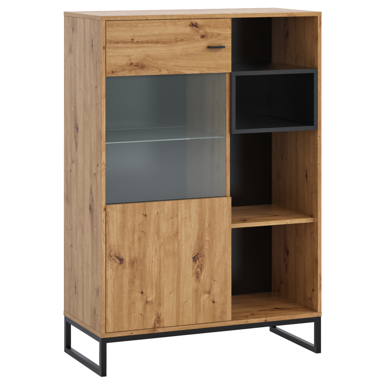 Low display cabinet OLIVIER OE14 artisan oak / black