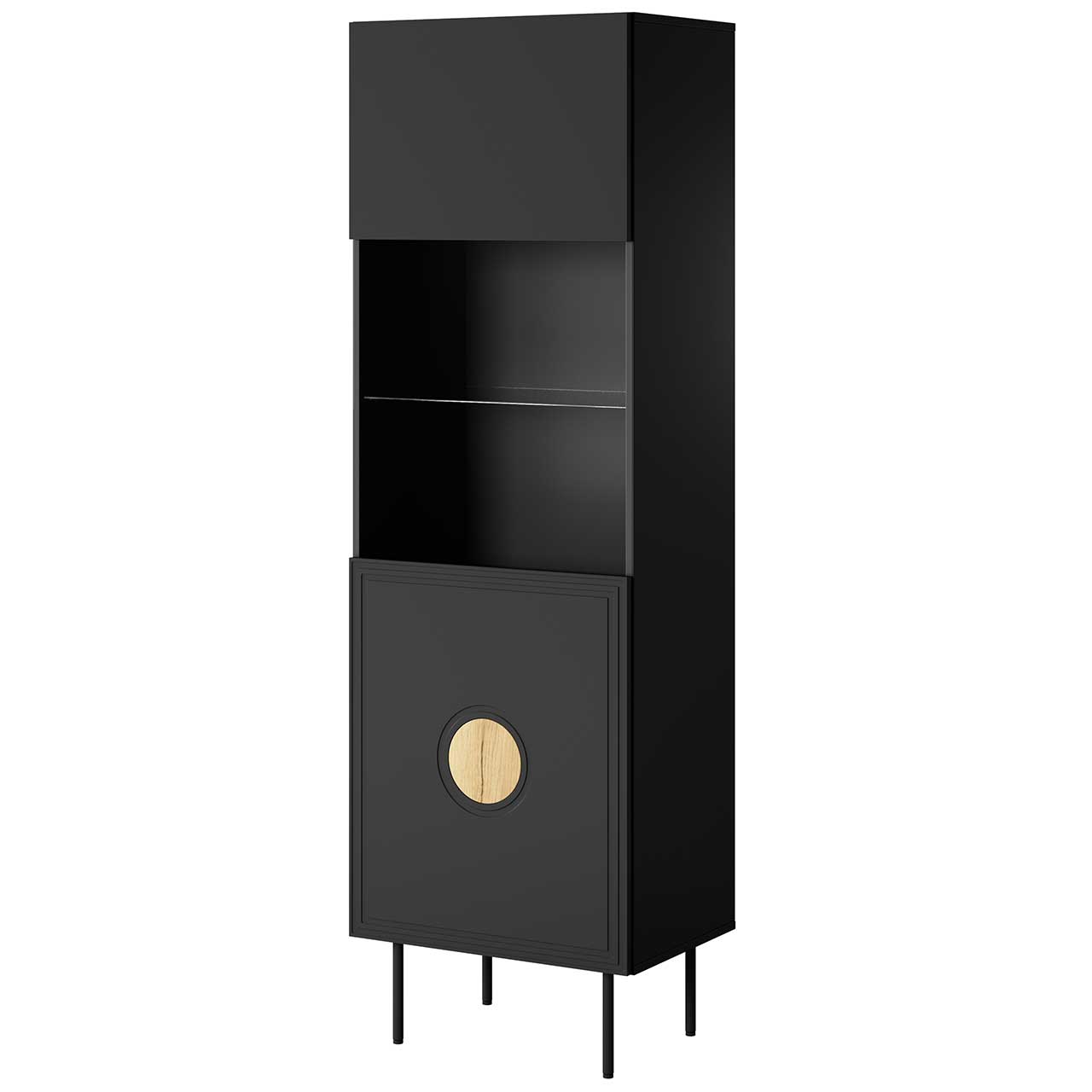 PALAZZO display cabinet black matt / craft oak