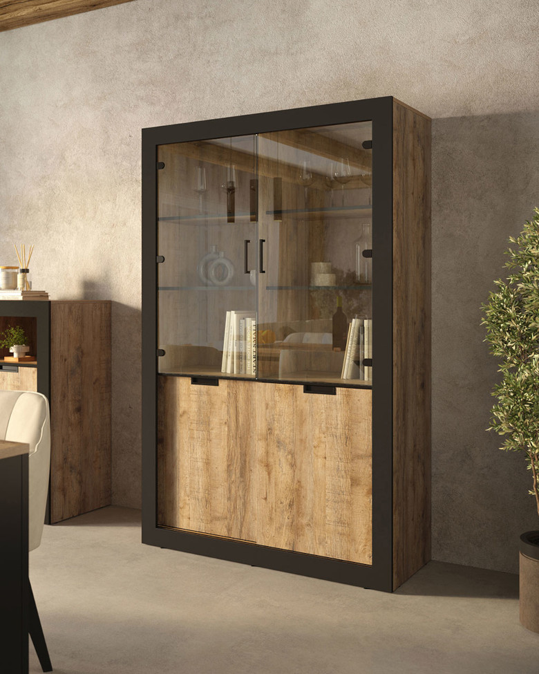 Trudo display case 12 oak samdal black