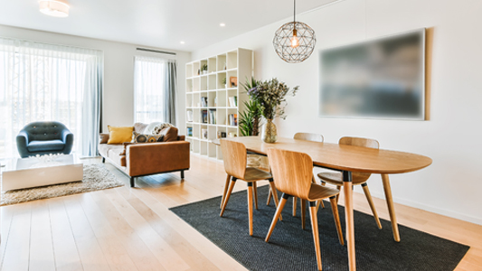 How to arrange a dining room in an open living room?