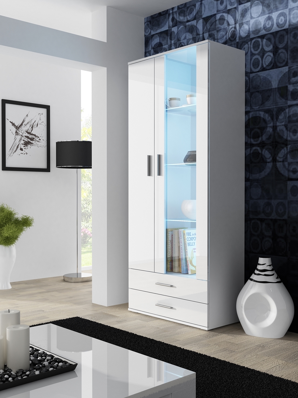 Display cabinet SOHO SH7A white / white gloss