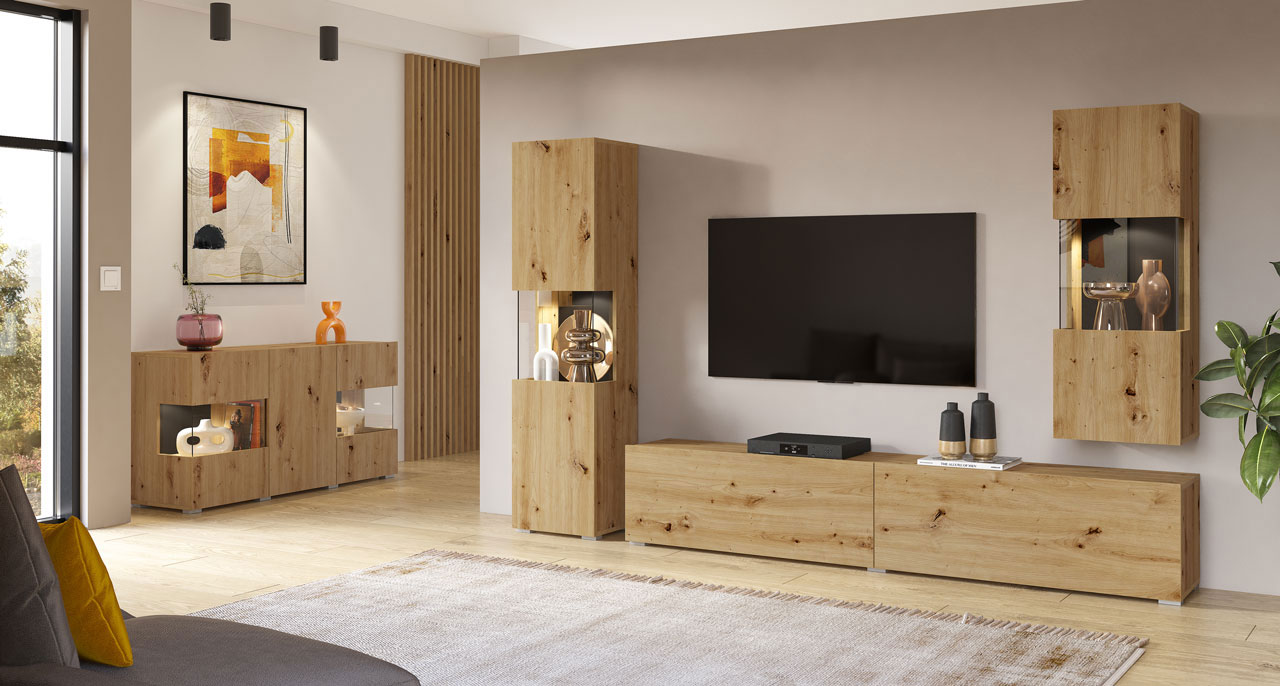 TV Lowboard AVA shop Furnitop 40 - / black artisan oak