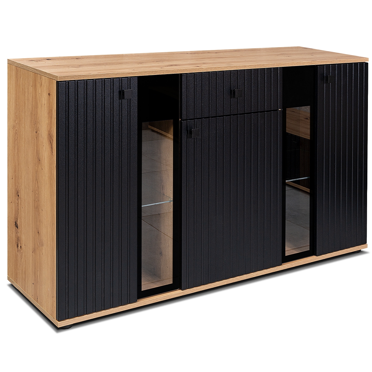 Black storage store cabinet with shelves