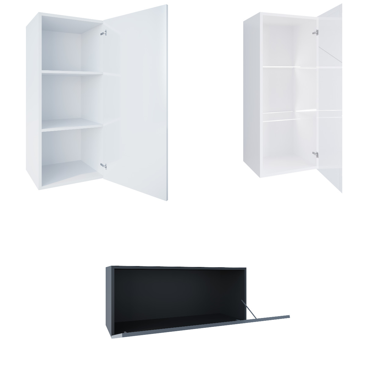 Entertainment Unit ONIVIO 2 white / black gloss - Furnitop shop