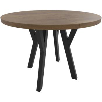 Extendable round table ENZO 100cm to 200cm lefkas oak + black