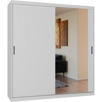 Sliding wardrobe with mirror VALTURA 200cm white matt