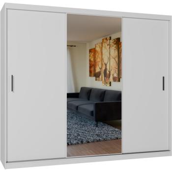 Sliding wardrobe with mirror VALTURA 250cm white matt
