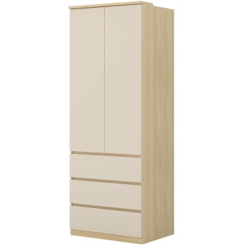 Wardrobe with drawers LERRA 68 lindberg oak / sand beige