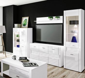 White gloss corner store unit living room